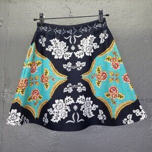 Black Milk Mini Skirt Womens XS Folk Art Floral A-Line Skater Thick Fleece Lined